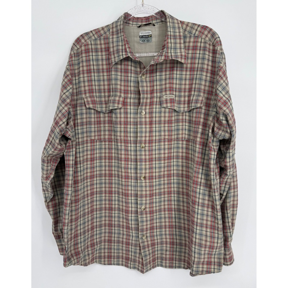 Columbia GRT Mens Sz XL Plaid Long Sleeve Ventilated Hiking Fishing Shirt